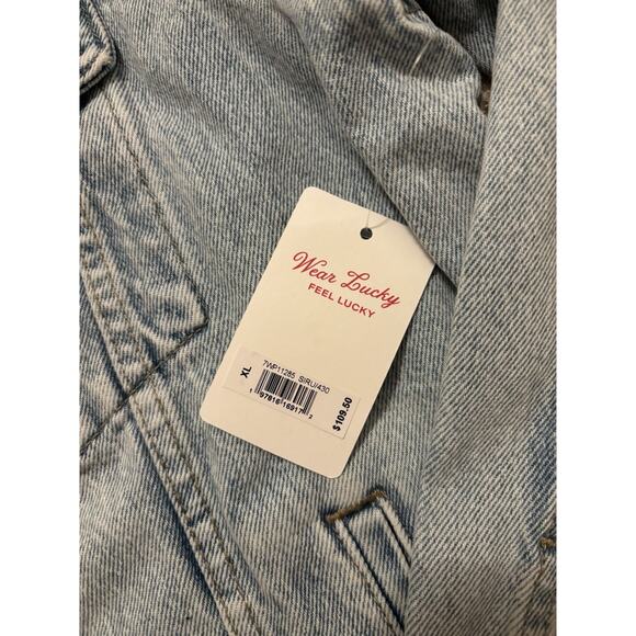 NWT $109 Lucky Brand Womens XL Trucker Jean Jacket 100% Cotton Light Blue Denim - Picture 4 of 9